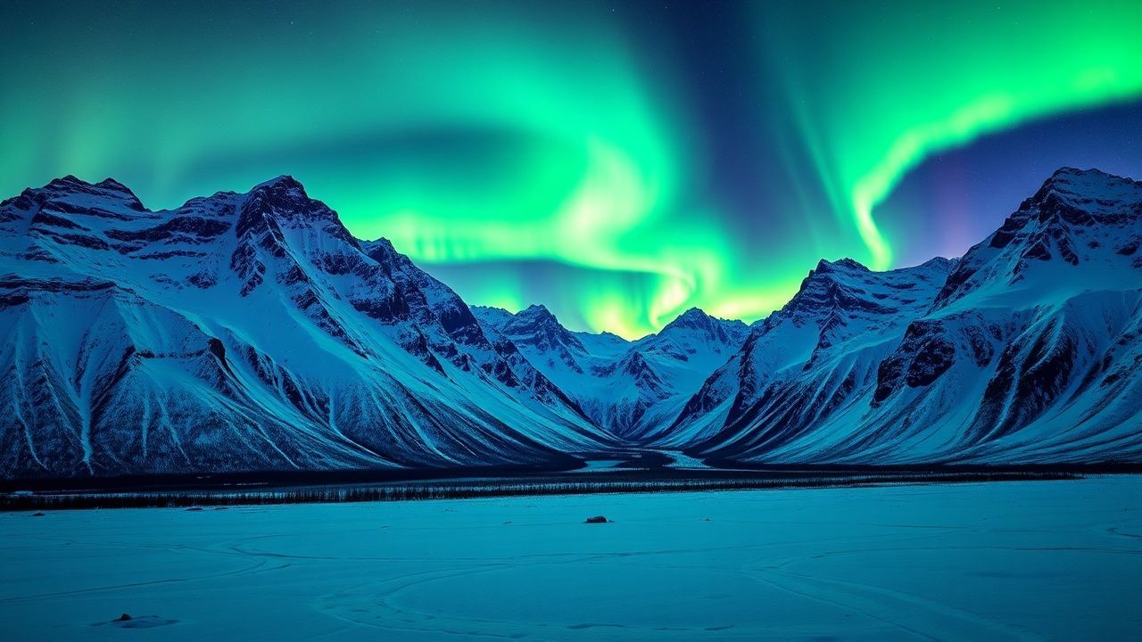 Lush Arctic Northern Lights in Winter