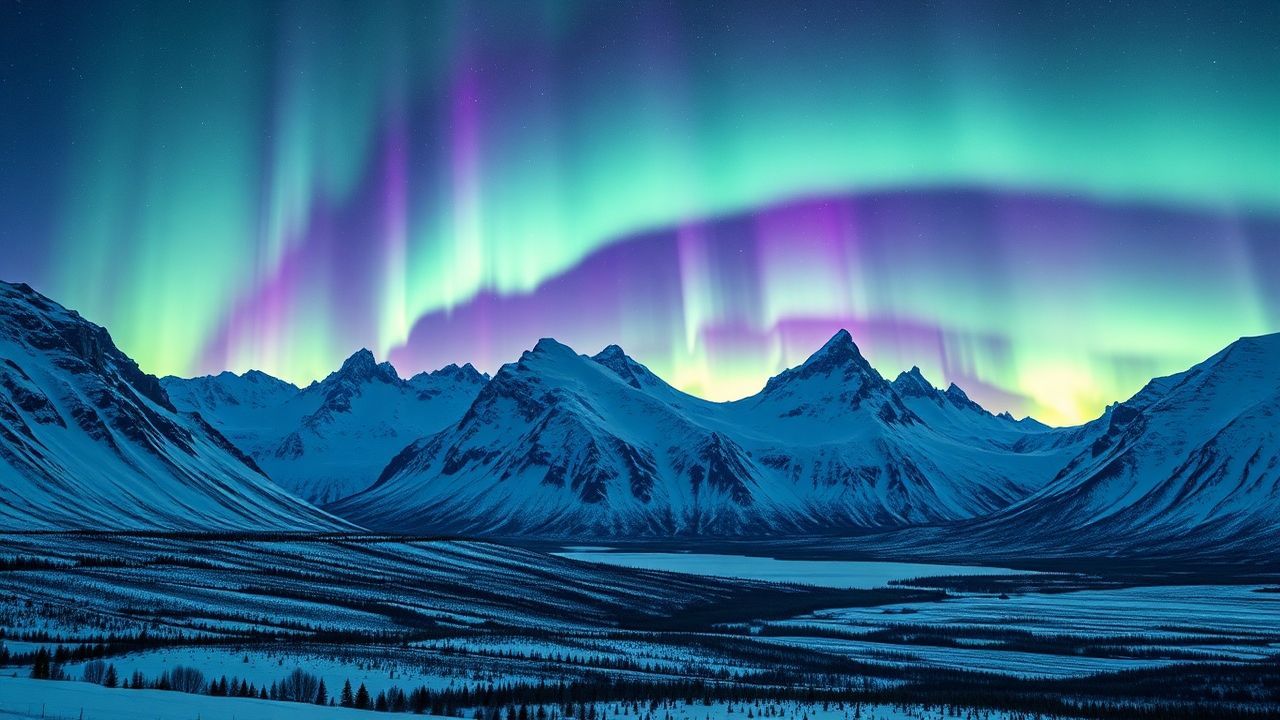 Tranquil Arctic Northern Lights in Winter
