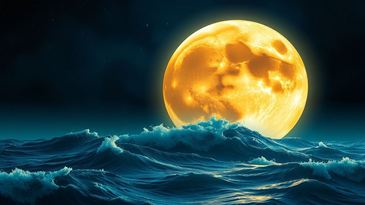 Infinite Giant Moon Touching by Night