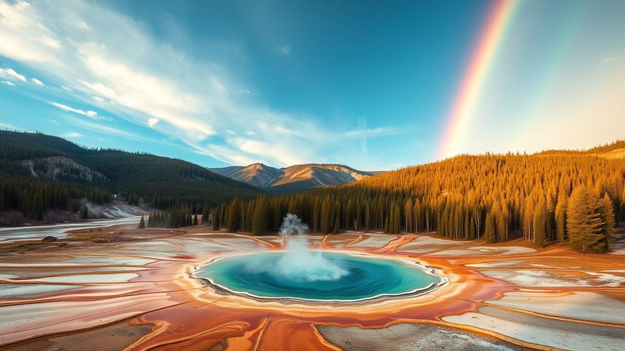 Pristine Grand Prismatic Rainbow in Spring