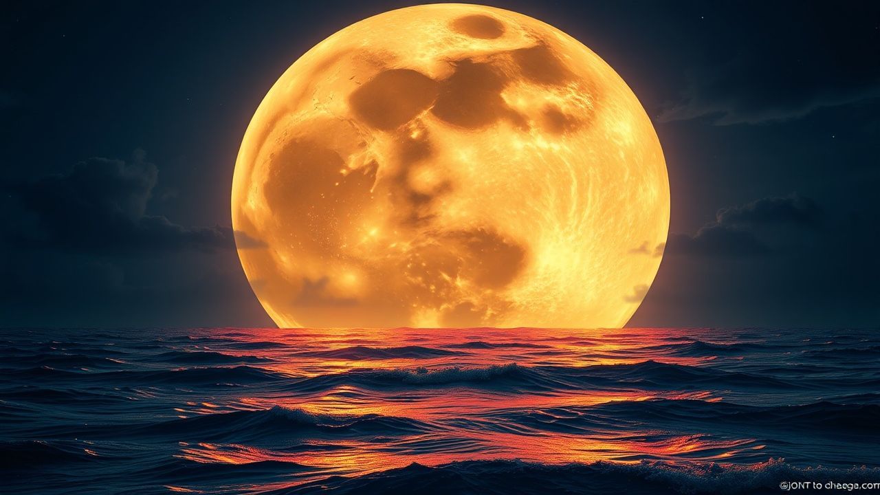 Surreal Giant Moon Touching by Night