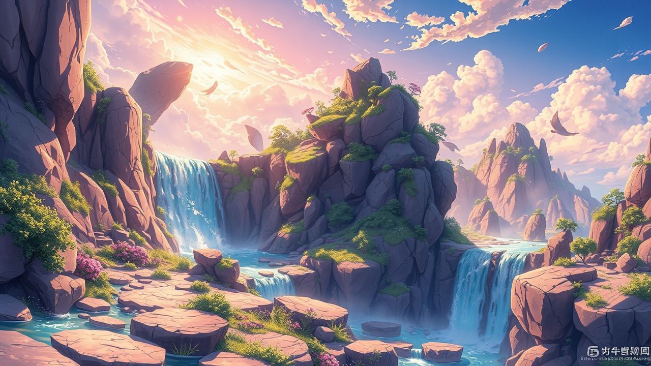 Luminous Fantasy Landscape Floating Magic