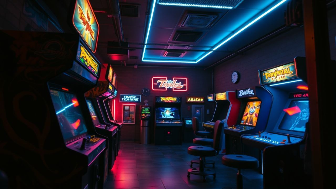 Classic Arcade Cabinet Glow Neon Dreams