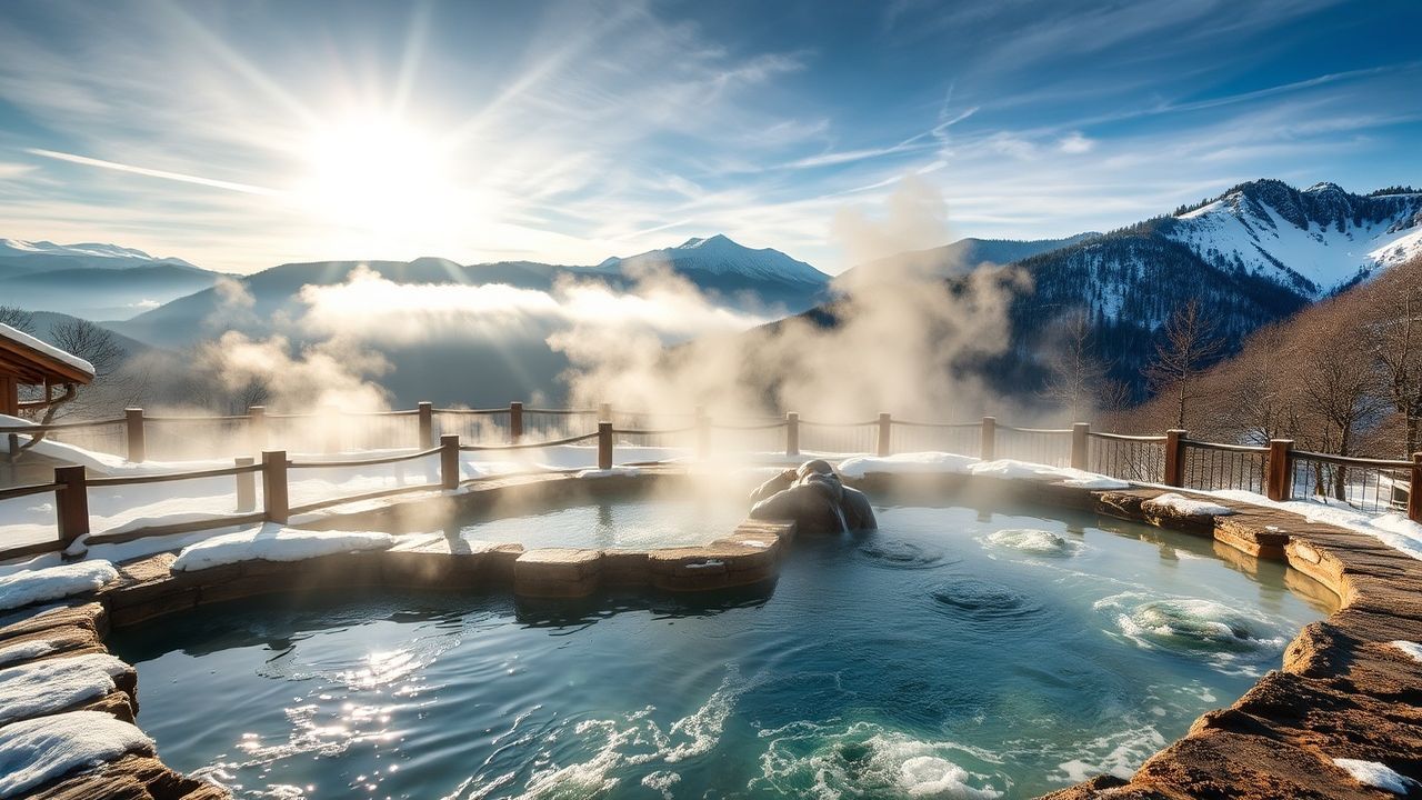Tranquil Onsen Hot Outdoor in Spring