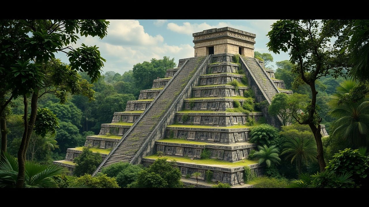 Crumbling Mayan Pyramid Jungle Ruins