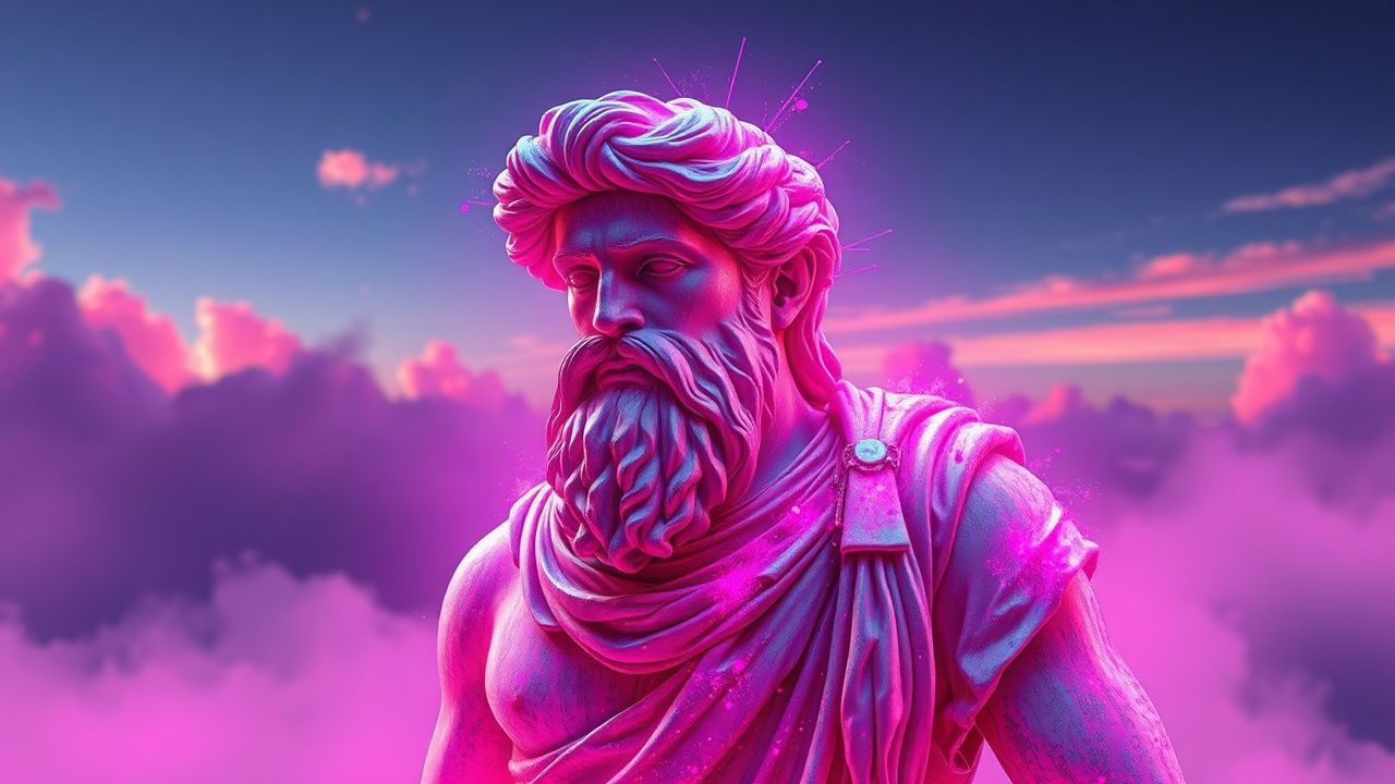 Neon Greek Statue Glitch