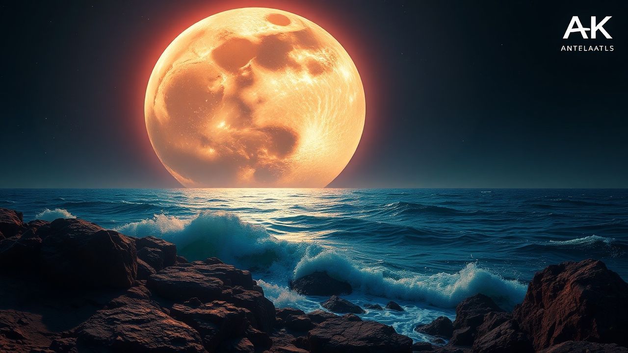 Paradoxical Giant Moon Touching by Night