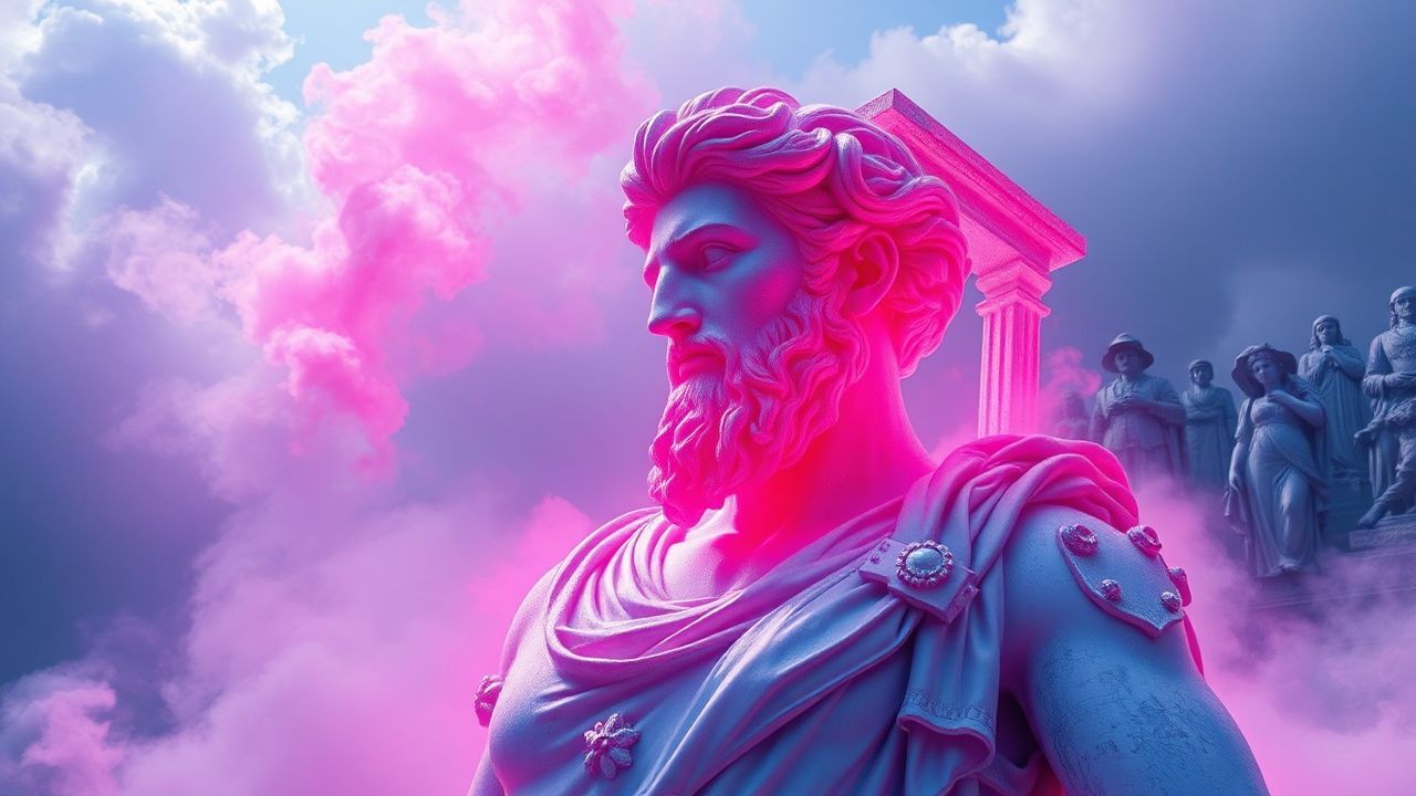 Neon Greek Statue Glitch