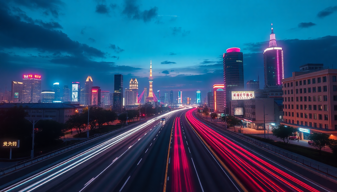 Vintage Outrun Drive City by Night