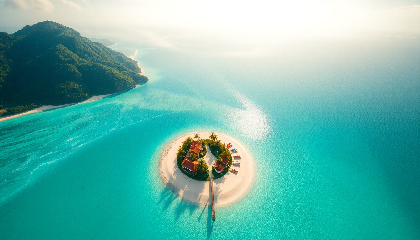 Wild Tropical Island Beach from Above