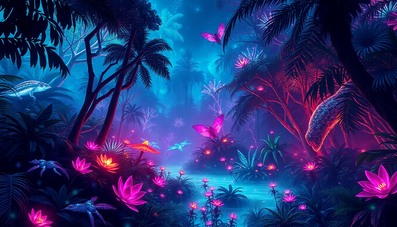 Tranquil Alien Jungle Bioluminescent