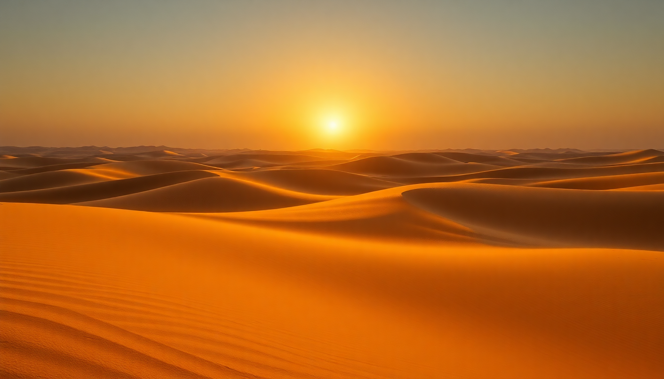 Brilliant Sahara Dunes Ripples in Golden Light