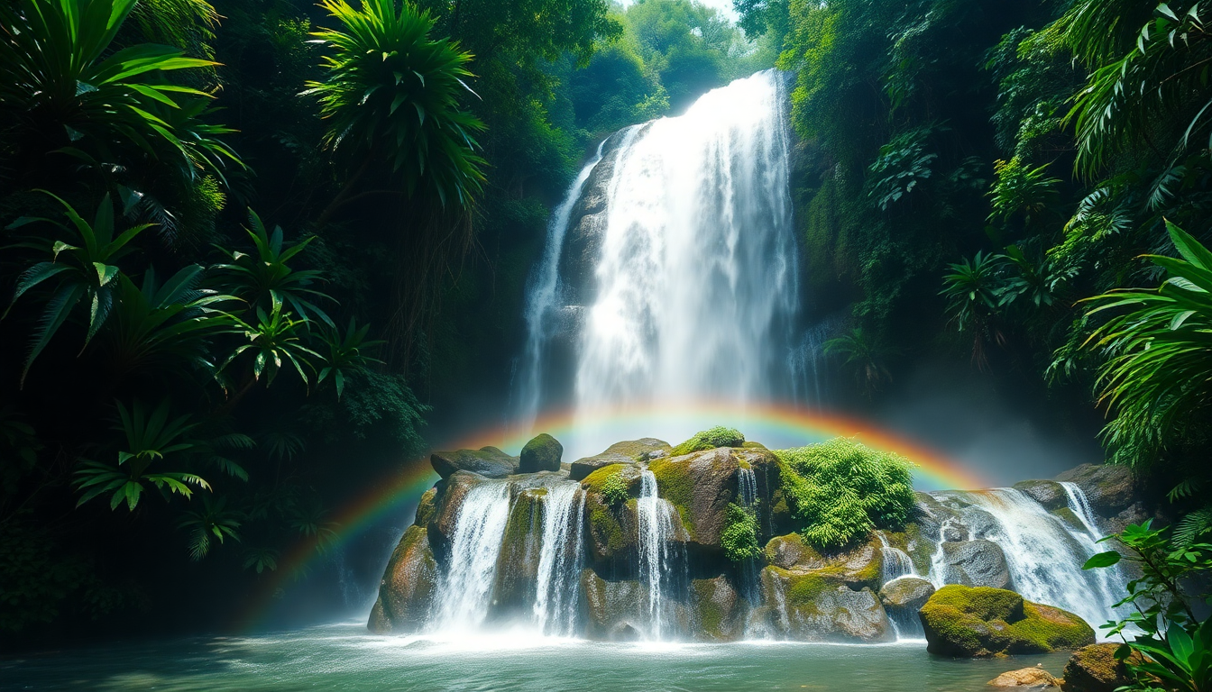 Vast Jungle Waterfall Hidden in the Mist