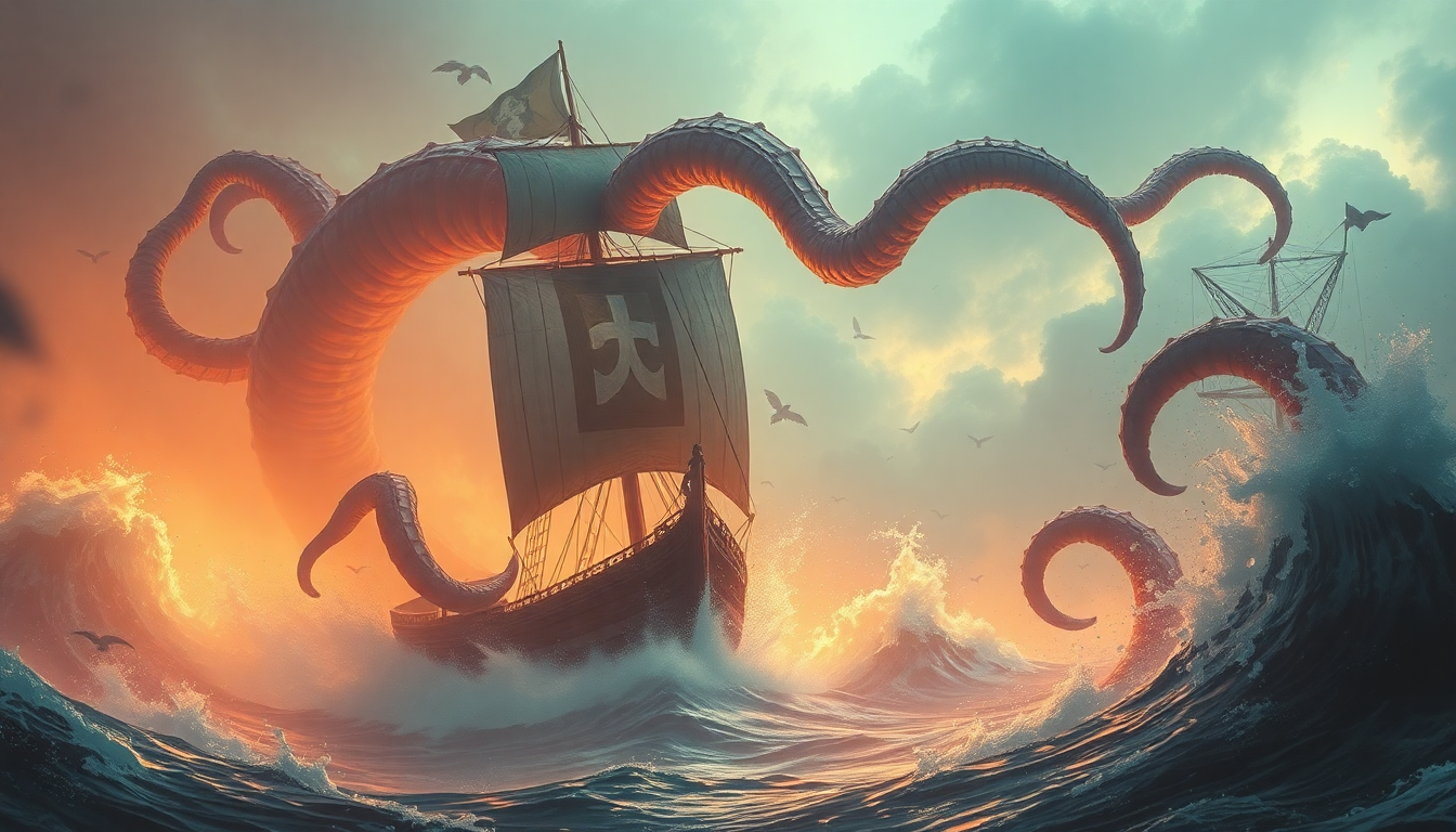 Sweeping Kraken Attacking Ship Storm