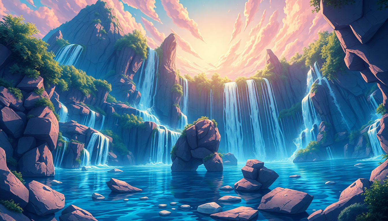 Tranquil Fantasy Landscape Floating Magic