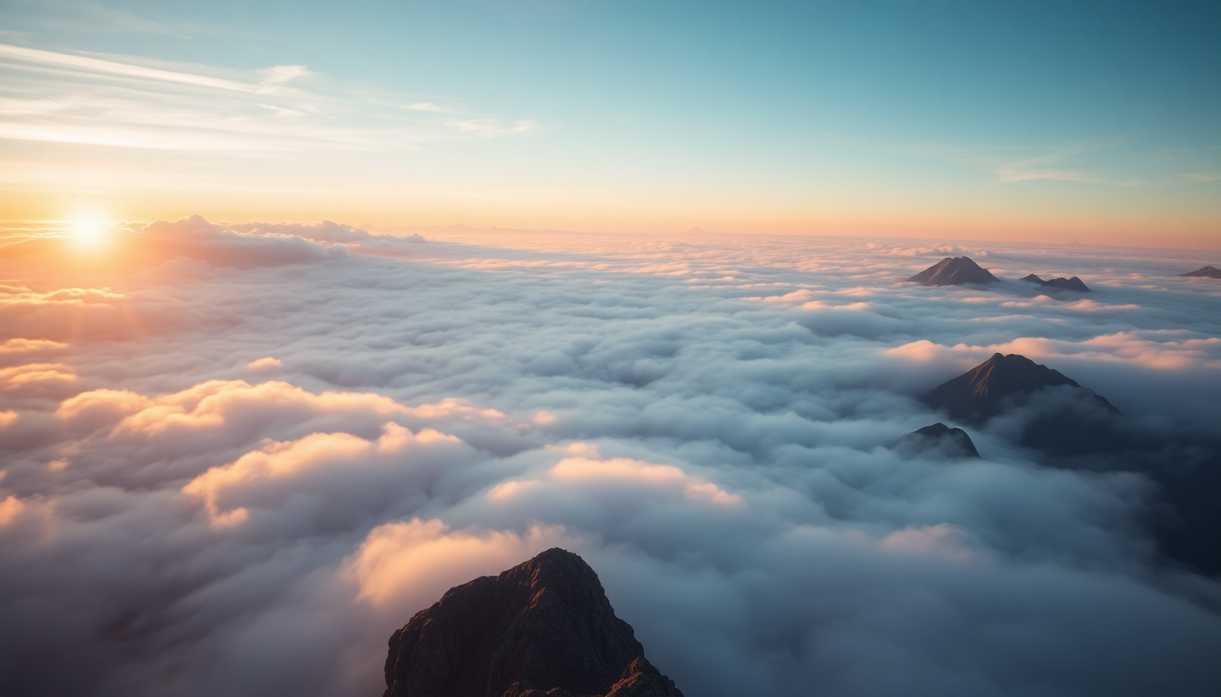 Sprawling Sea Clouds Peaks in the Mist