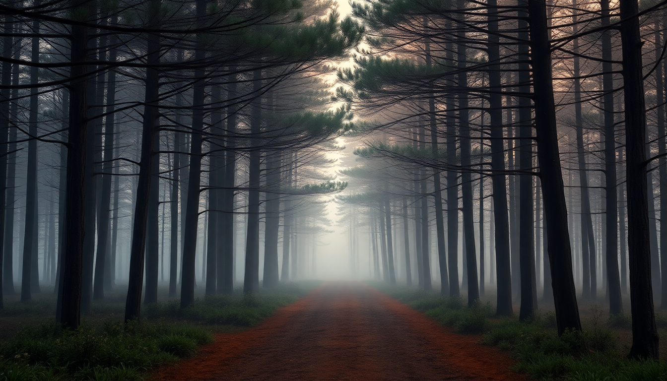 Sublime Foggy Pine Forest