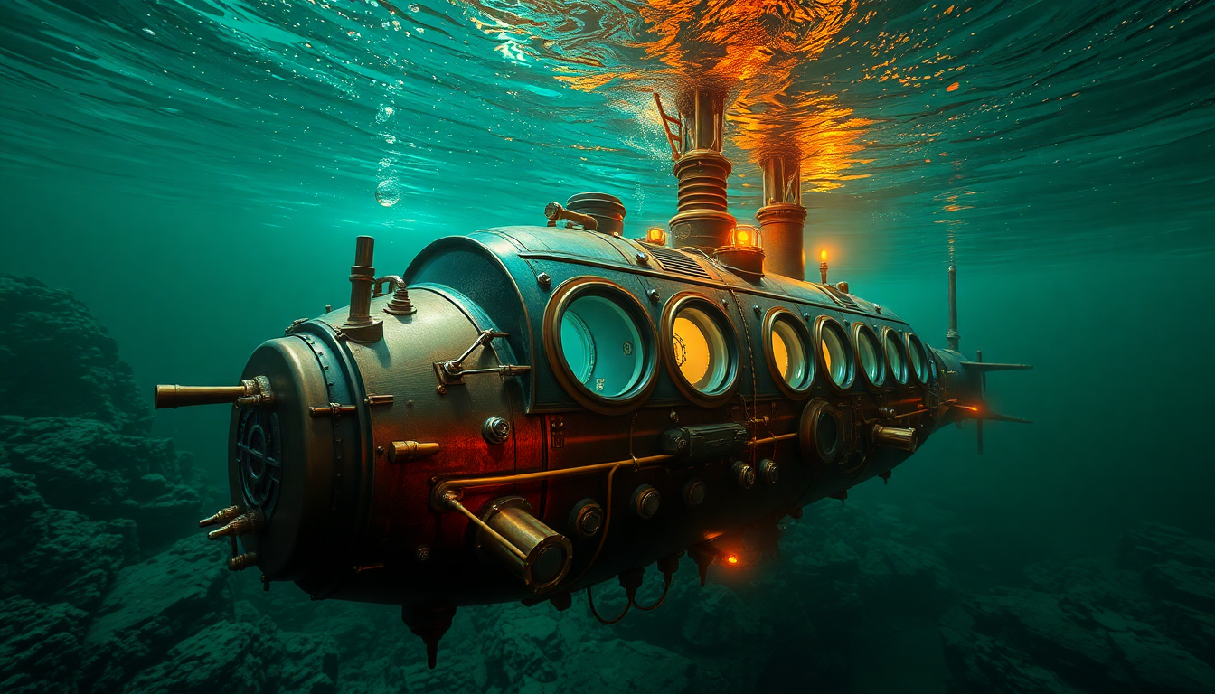 Dazzling Nautilus Submarine Brass Depths
