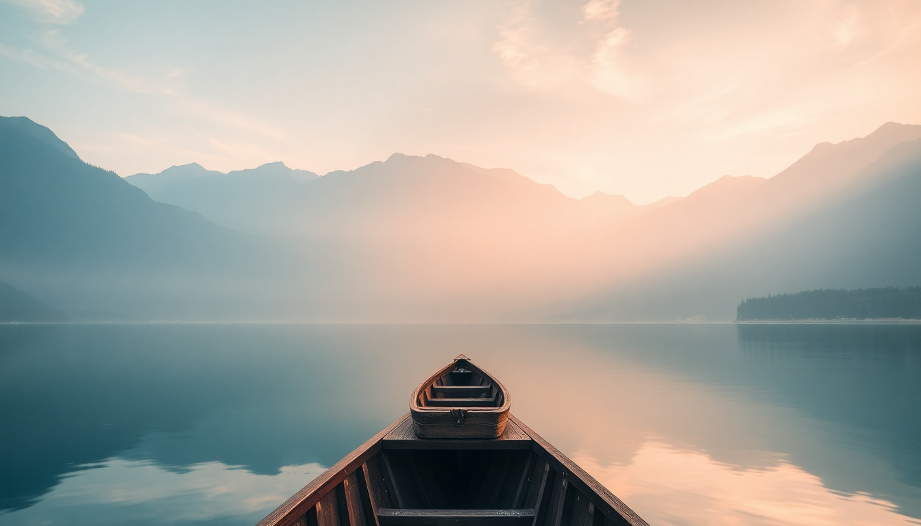 Pristine Single Boat Calm Reflections