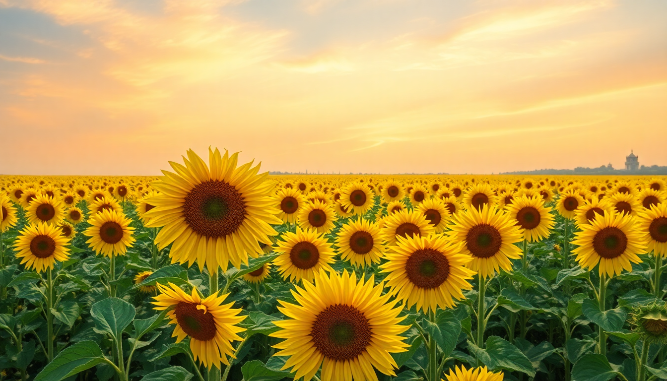 Dazzling Sunflower Field Endless in Summer