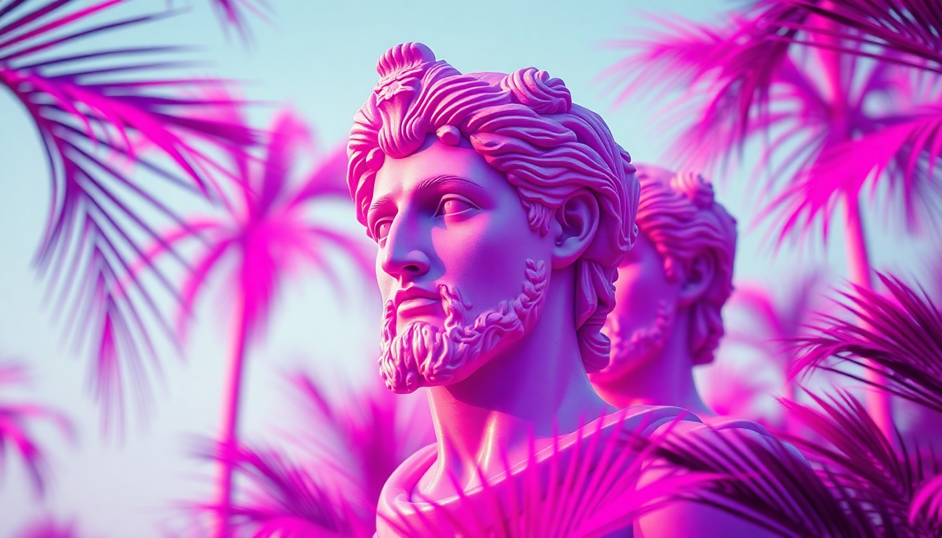 Majestic Vaporwave Roman Busts