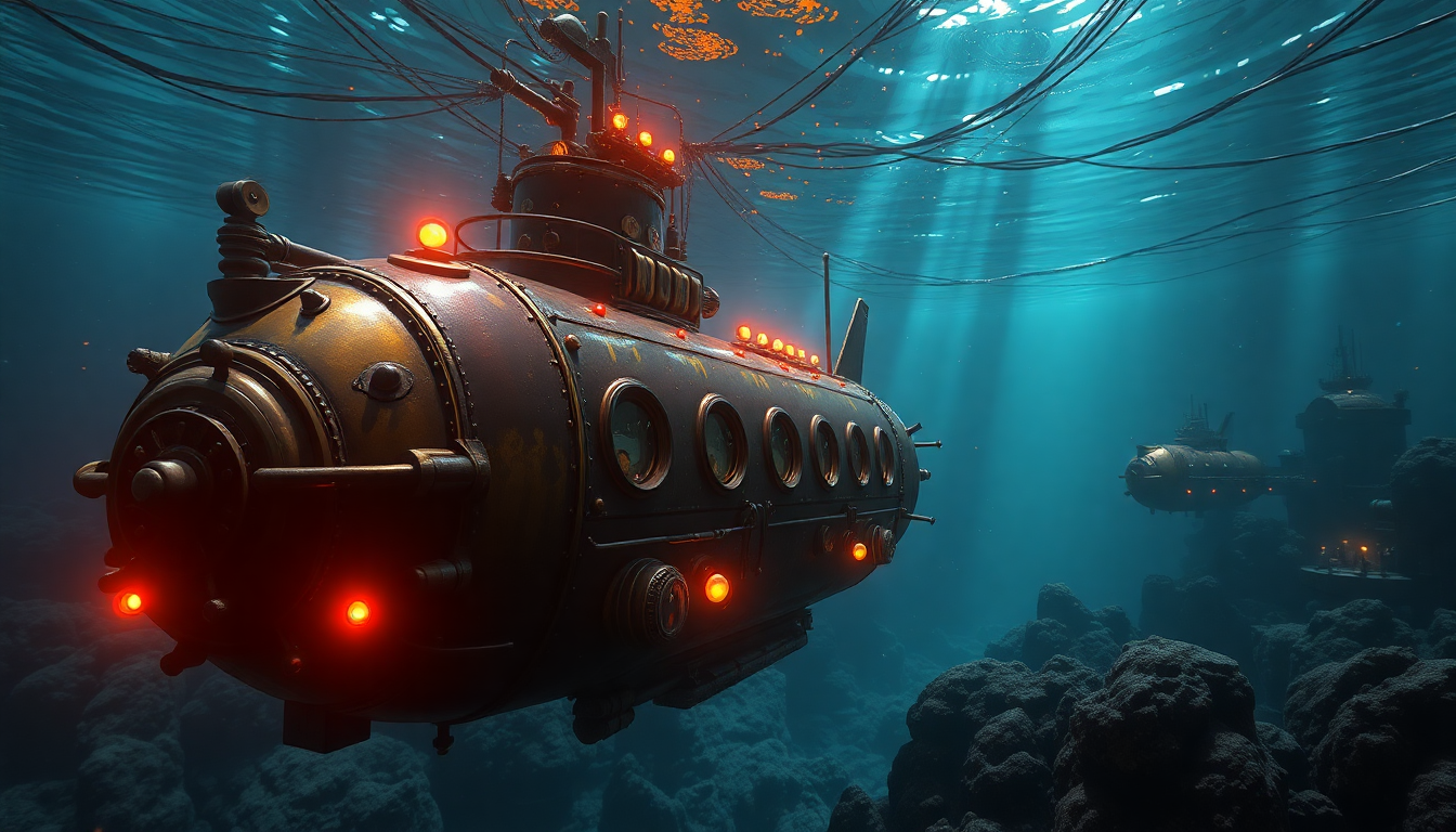 Spectacular Nautilus Submarine Brass Depths