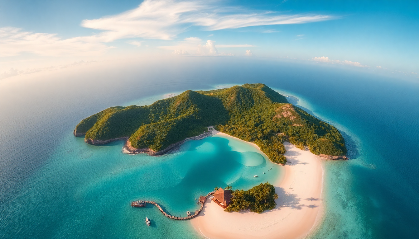 Dreamlike Tropical Island Beach from Above