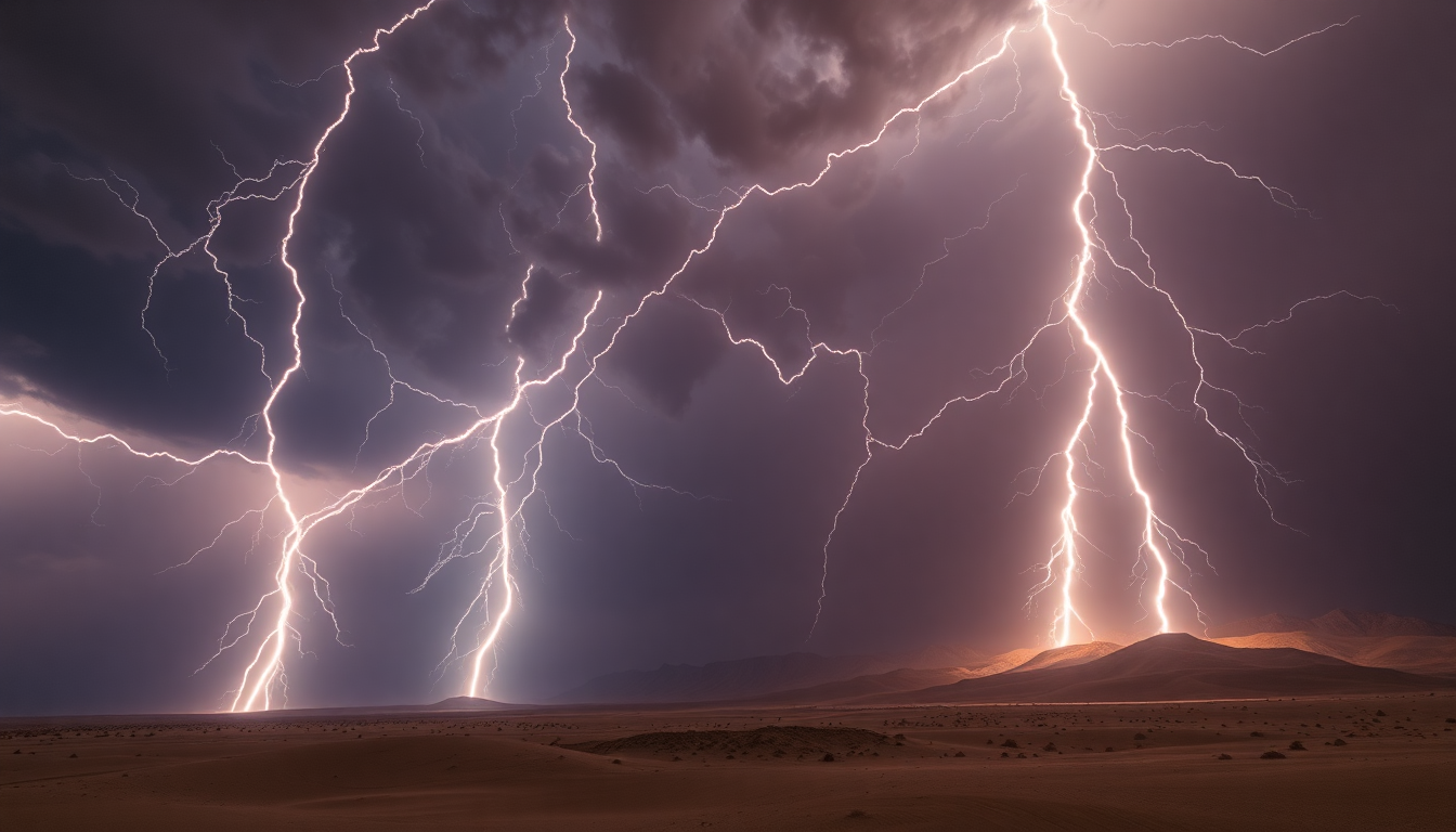 Extraordinary Lightning Multiple Bolts Storm