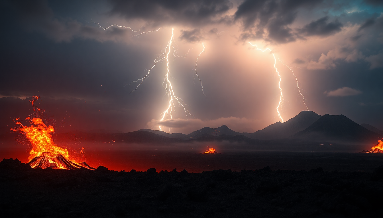 Ornate Volcanic Lightning Eruption