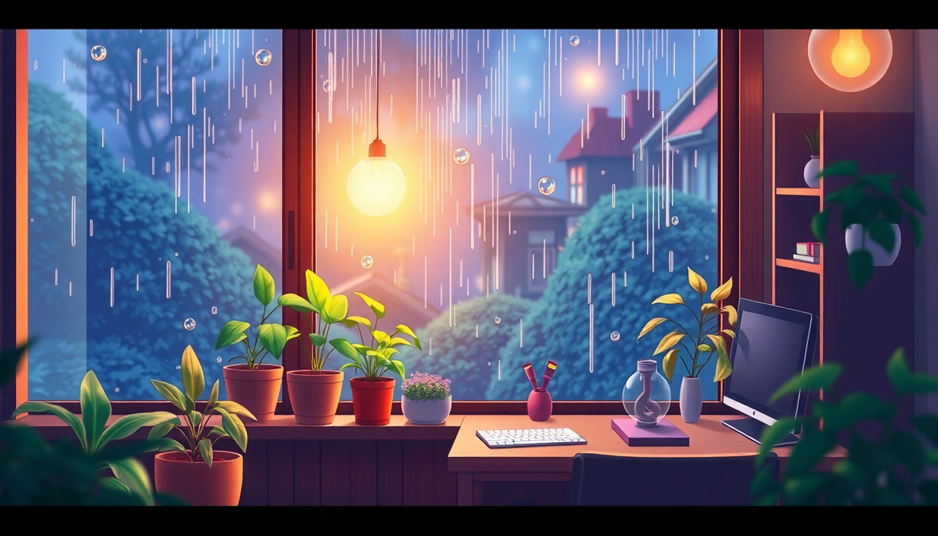 Enchanting Cozy Room Rainy Serenity