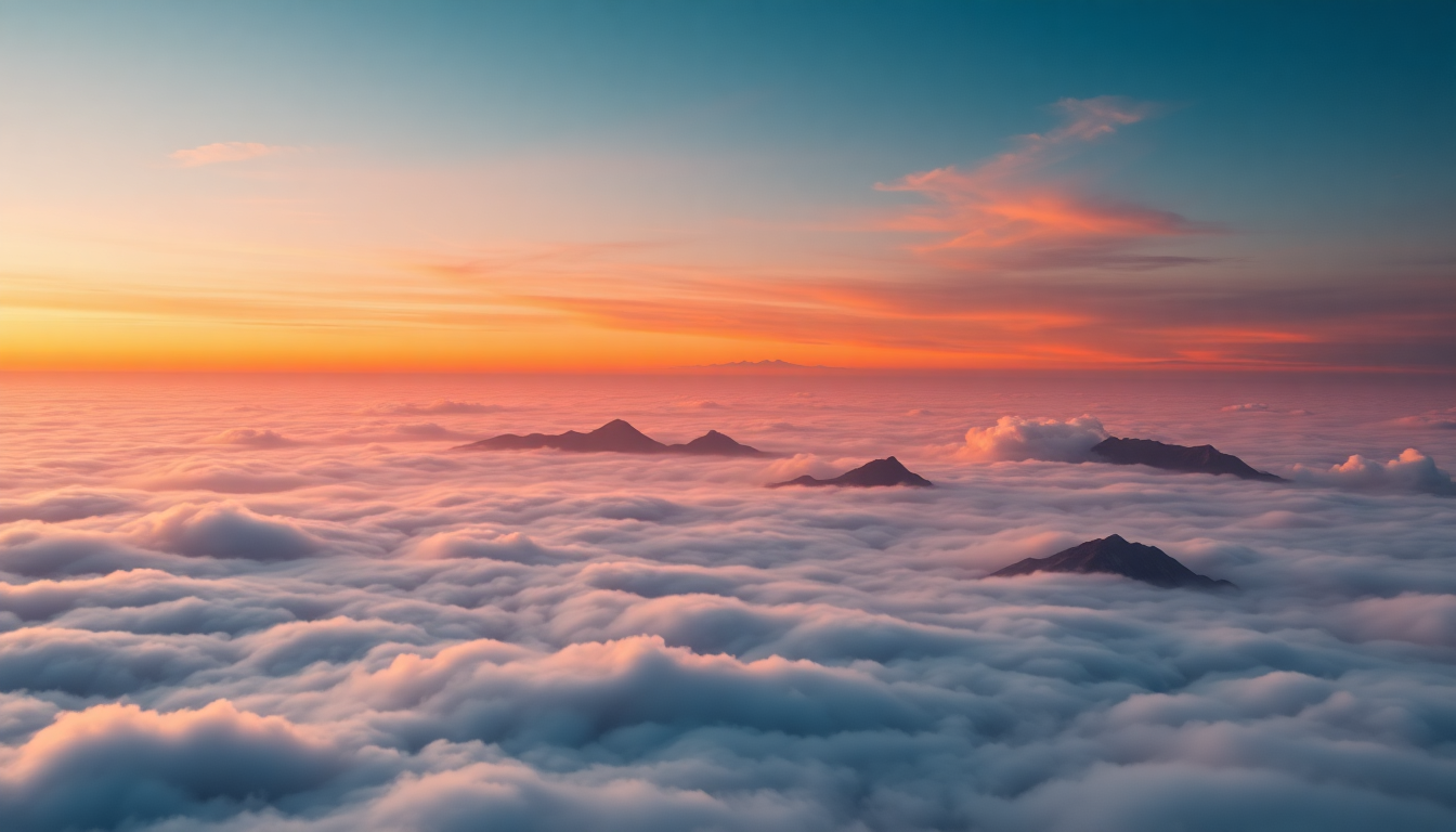 Spectacular Sea Clouds Peaks in the Mist