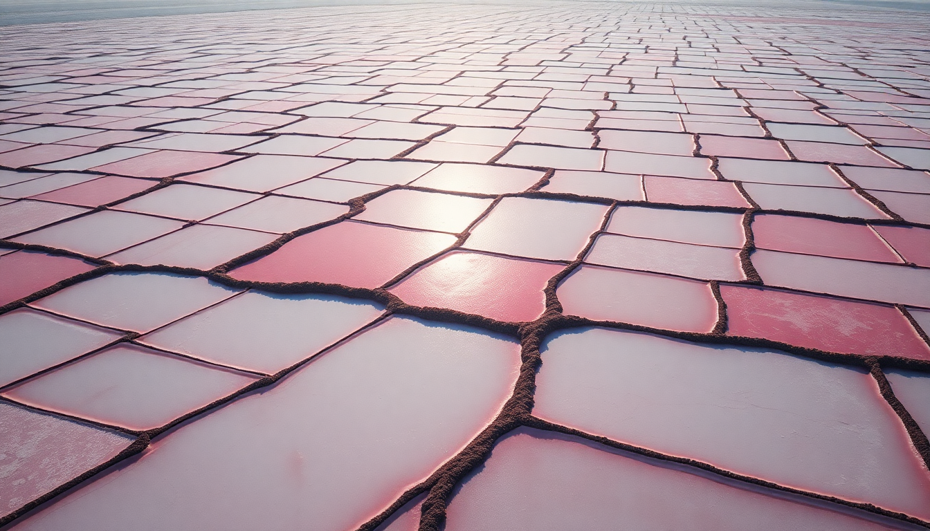 Infinite Salt Ponds Pink from Above