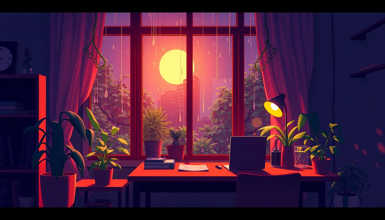 Arcane Cozy Room Rainy Serenity