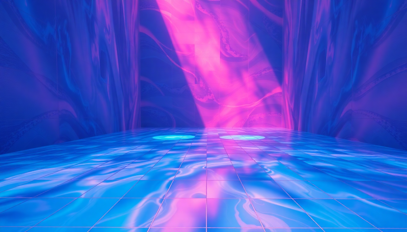 Neon Liminal Pool Empty Drama