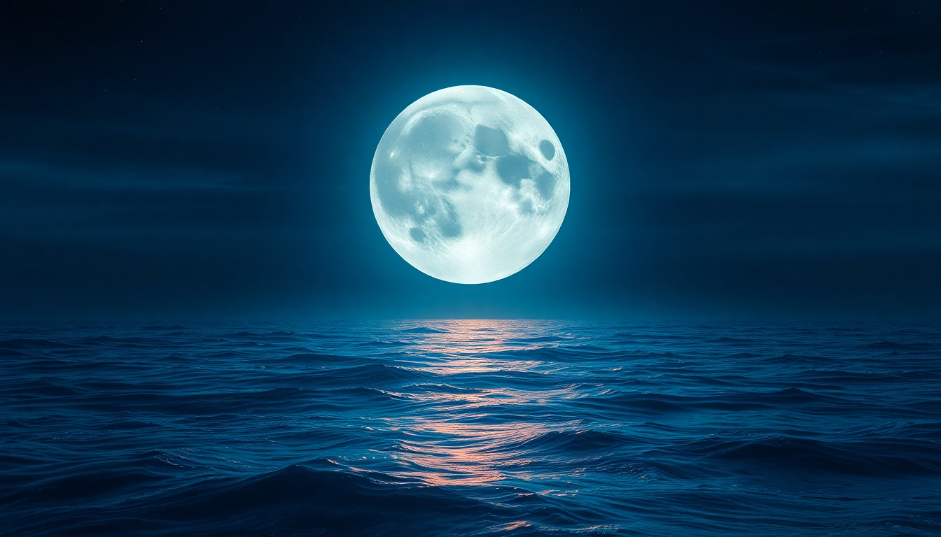 Ornate Giant Moon Touching by Night