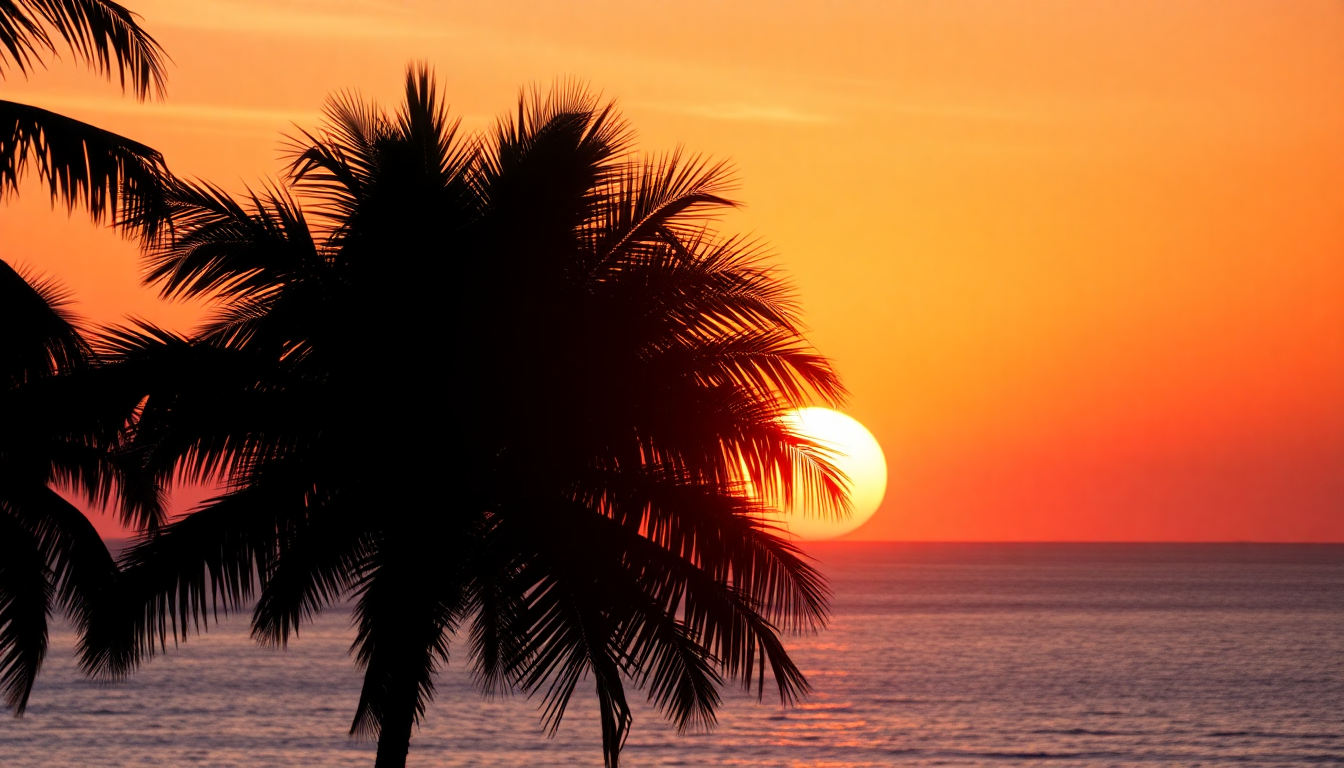 Magnificent Palm Silhouettes Orange at Sunset