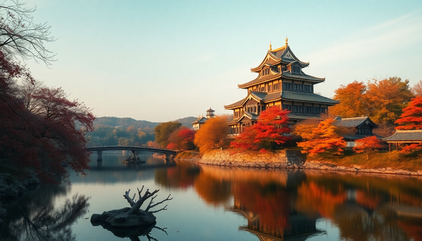 Majestic Japanese Castle Maple in Autumn