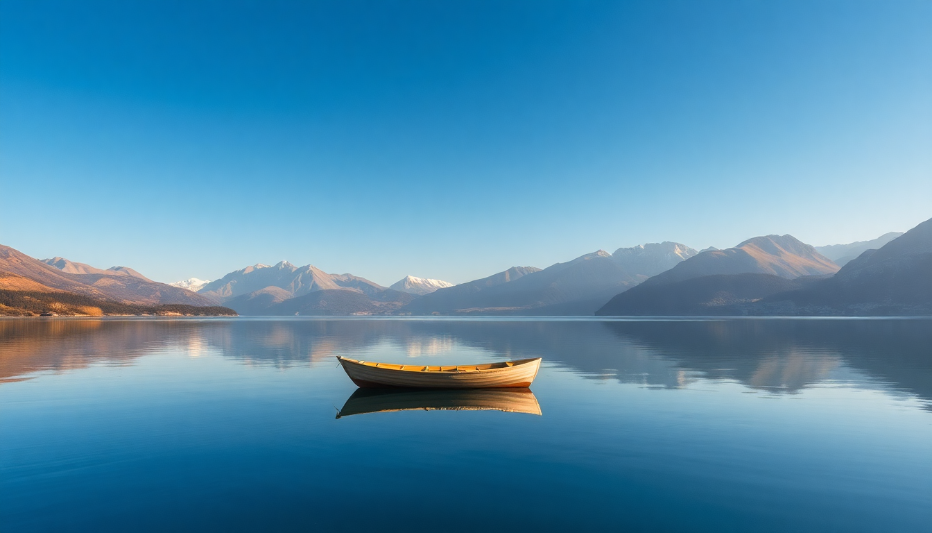 Exquisite Single Boat Calm Reflections