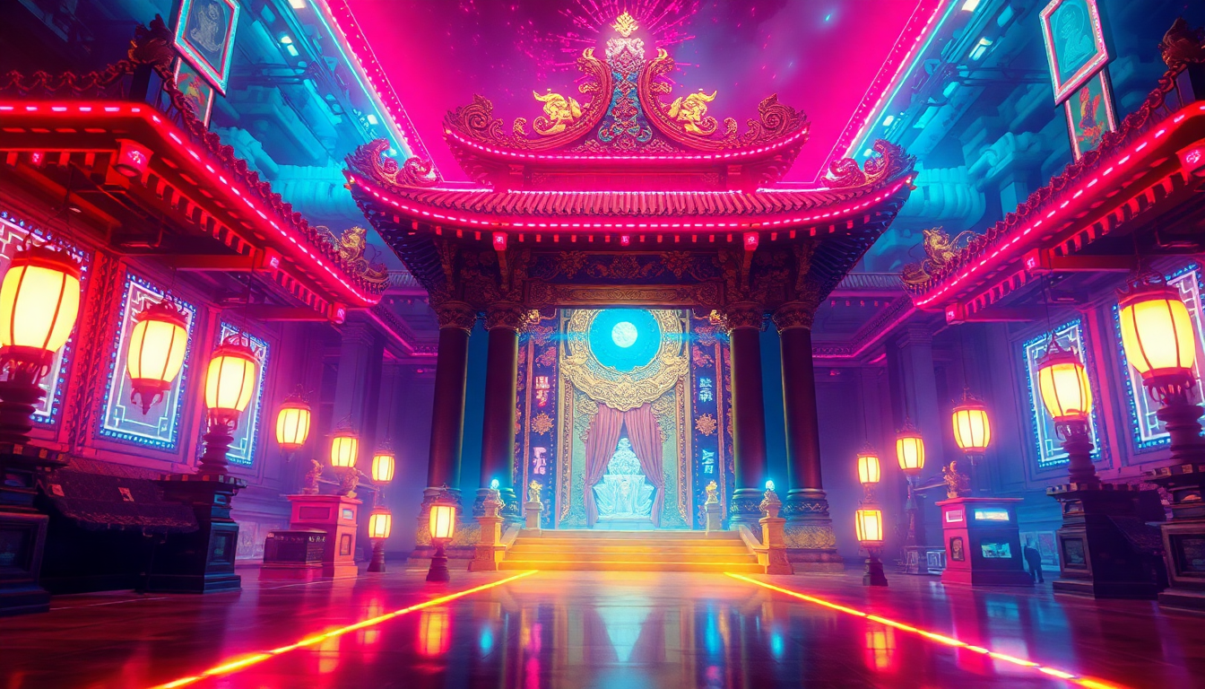 Stunning Temple Shrine Traditional Neon Dreams