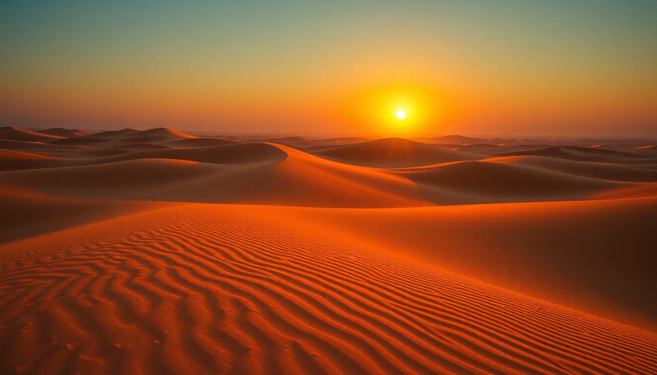 Haunting Sahara Dunes Ripples in Golden Light