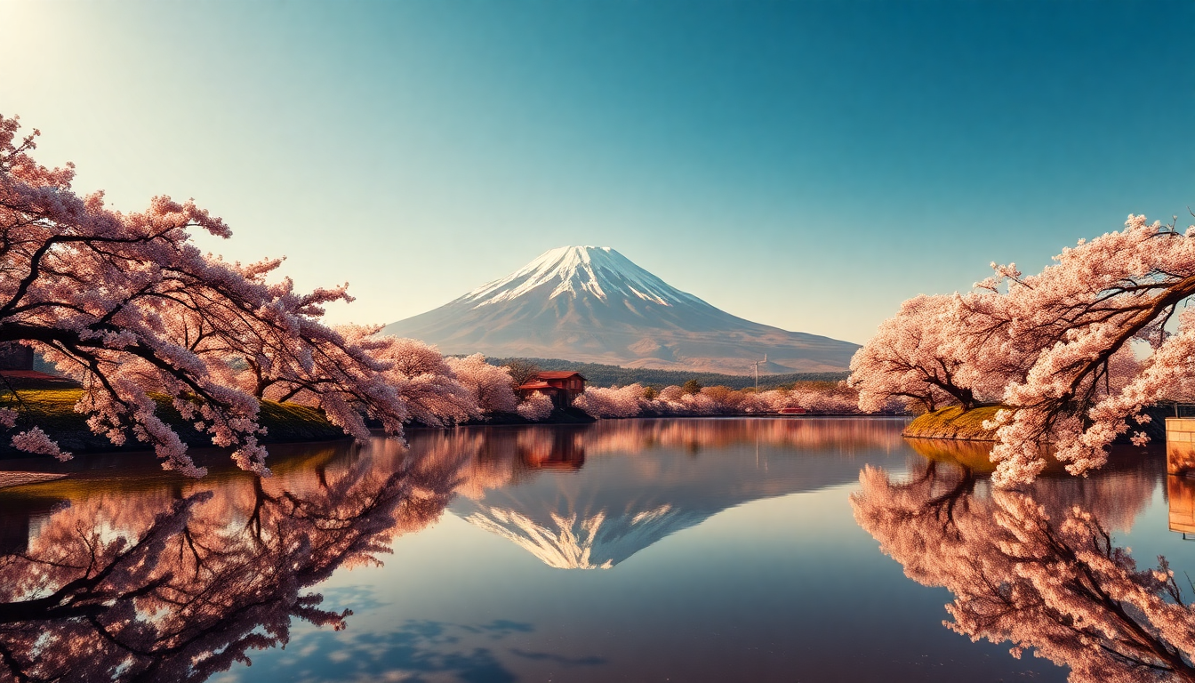 Fierce Mt. Fuji Cherry Blossoms in Spring