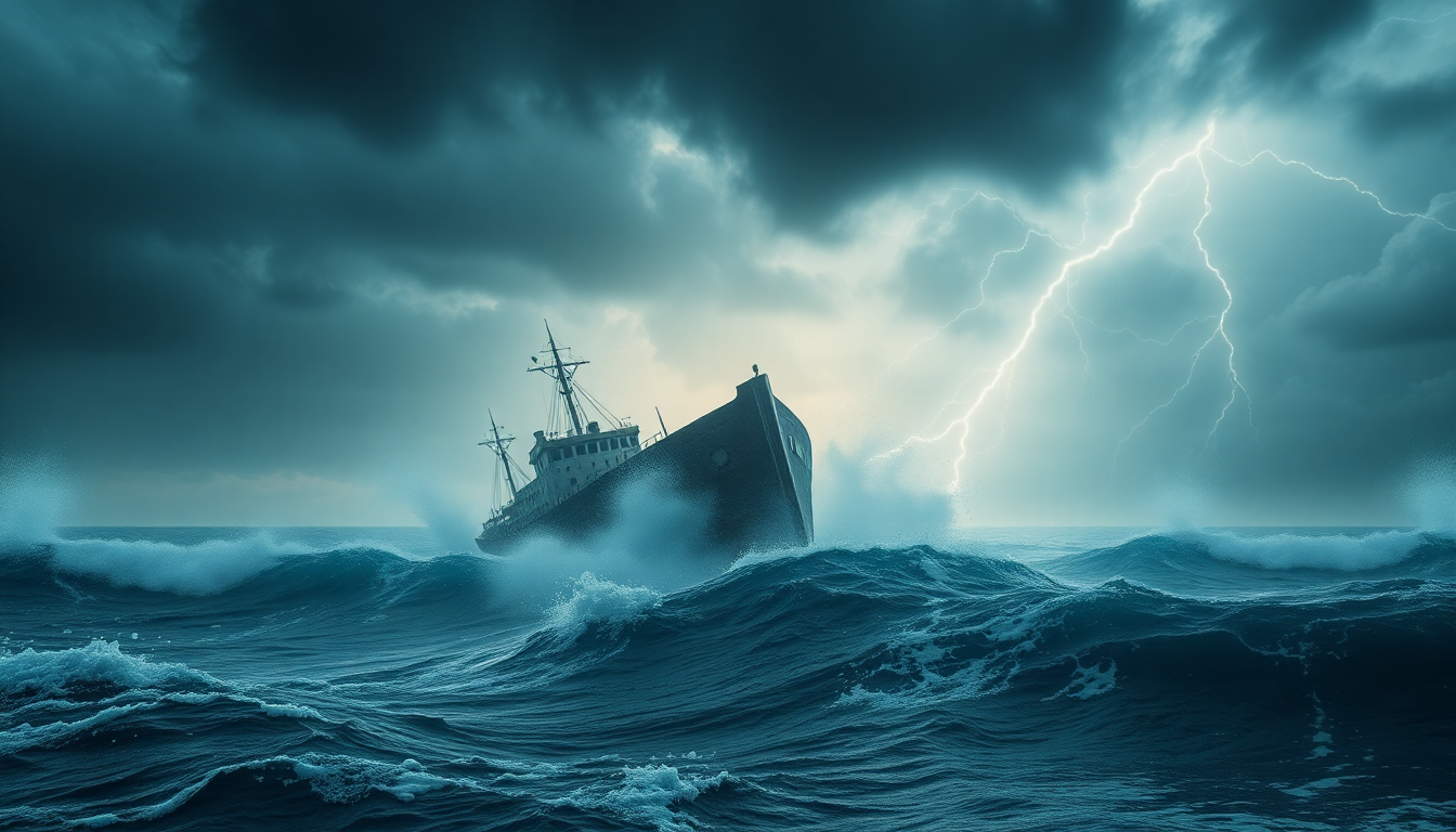 Dazzling Shipwreck Stormy Seas Drama