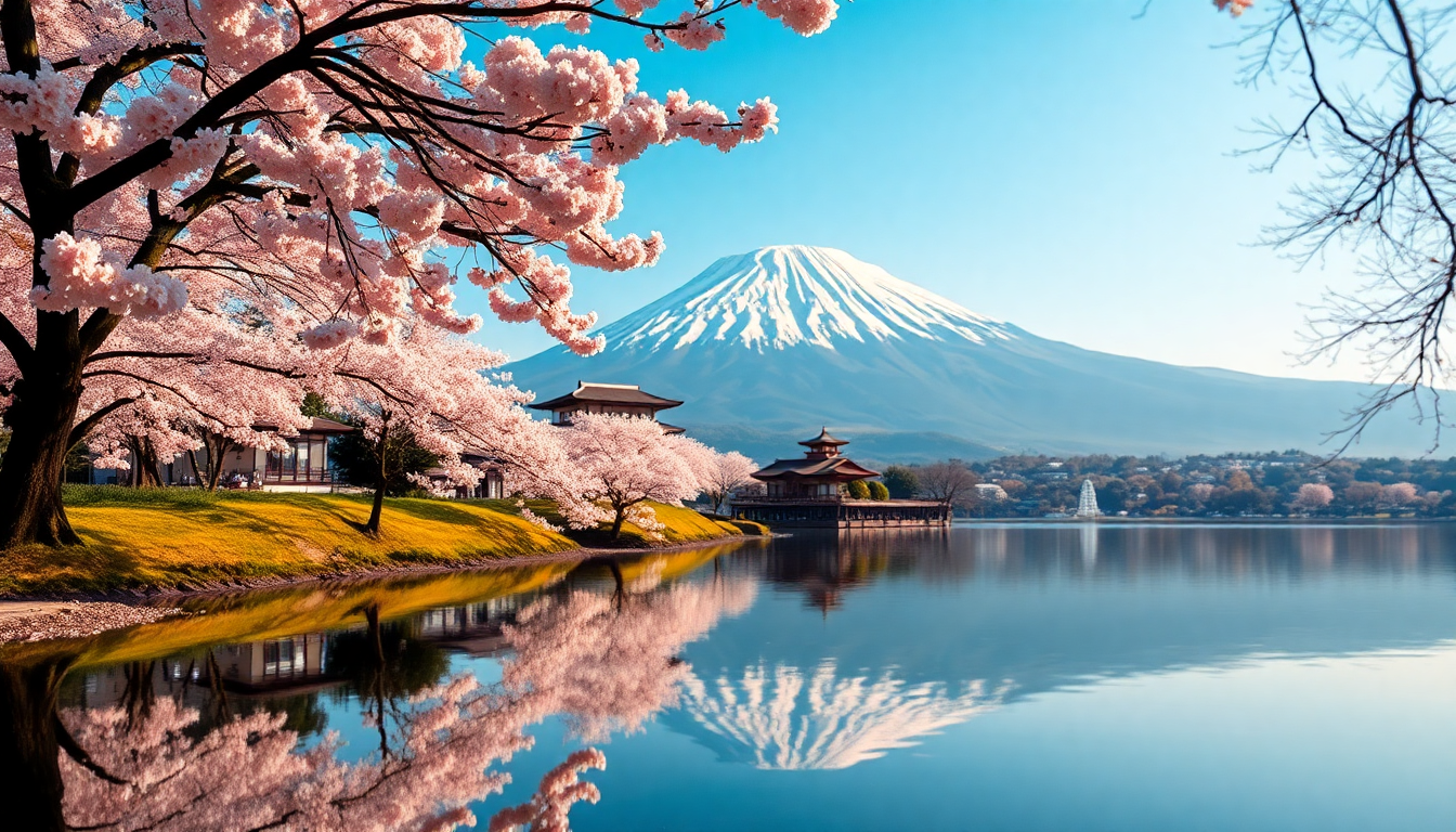 Splendid Mt. Fuji Cherry Blossoms in Spring