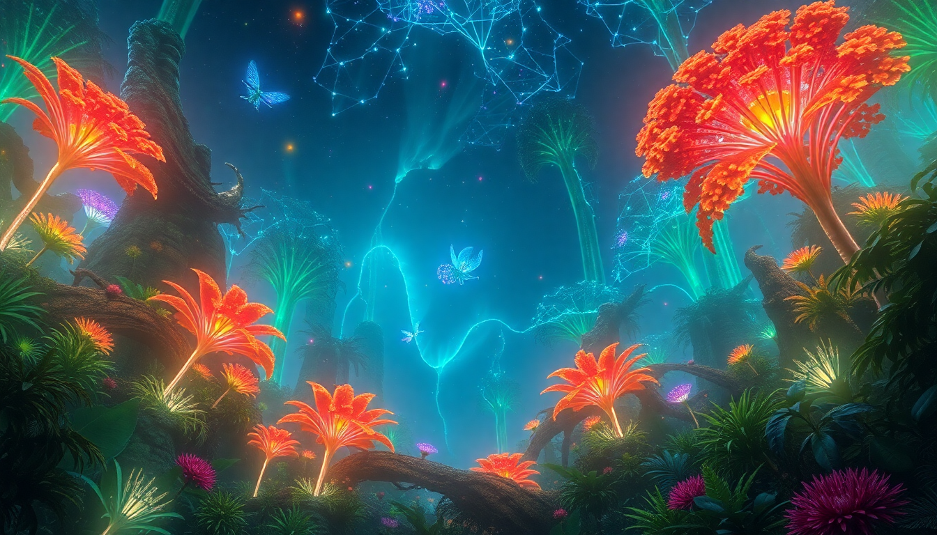Stellar Alien Jungle Bioluminescent Panorama