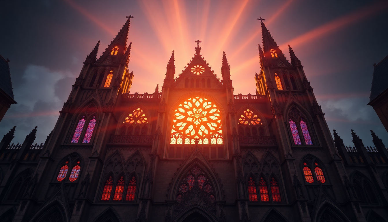 Immense Gothic Cathedral Buttresses Drama