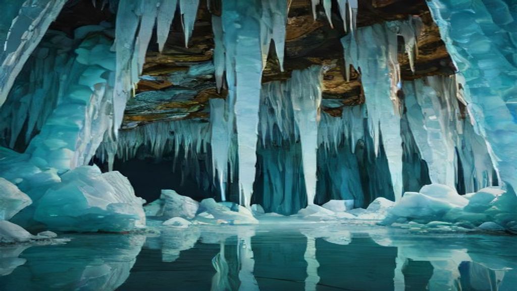 Shimmering Ice Cave Interior Crystal