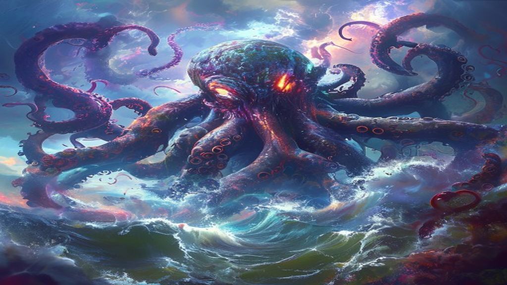 Shimmering Cthulhu Rising Tentacles Storm