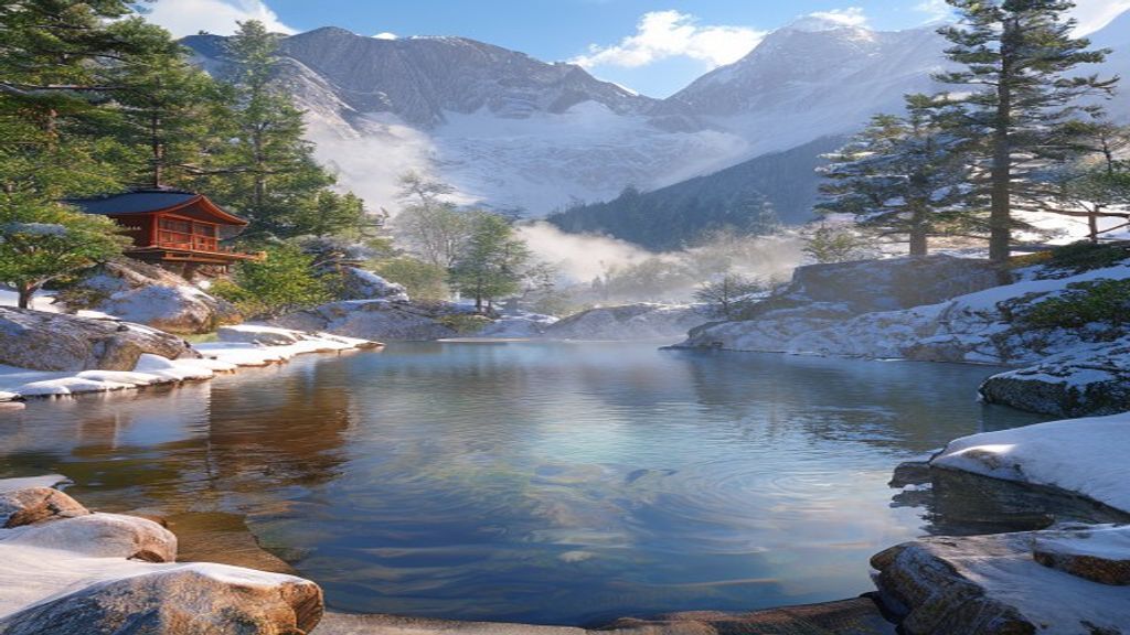 Wondrous Onsen Hot Outdoor in Spring