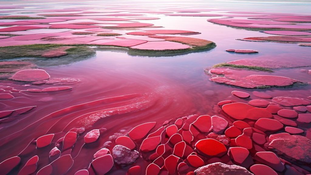 Sprawling Salt Ponds Pink from Above