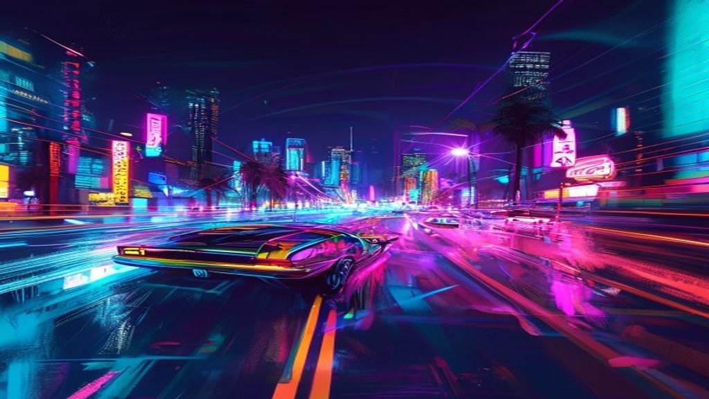 Spectacular Outrun Drive City by Night
